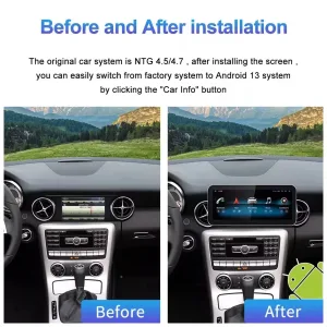 Mercedes-Benz SLK W171 Android Head Unit 2008–2011 | 12.3″ 3 Uppgradera din Mercedes SLK W171 Android-huvudenhet 2008-2011 NTG4.5 med 8-kärnig CPU, 4+64GB eller 6+128GB, 12,3″ IPS-skärm, DSP, trådlös CarPlay & Android Auto.