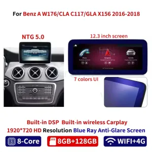 Mercedes W176 A-klass Android-huvudenhet 2012-2018 | CarPlay DSP