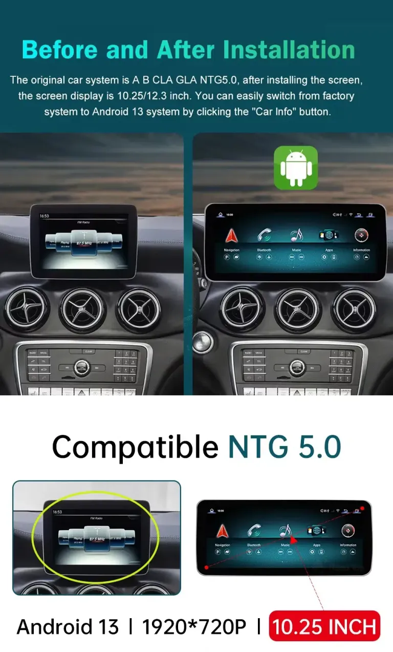 Android glavna jedinica za Mercedes B-klasu 2012.–2018. | CarPlay DSP