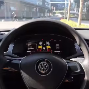 VW Passat B8 Digital Instrument Cluster 2016-2017 | OEM-Style Cockpit Upgrade 6 Installed Volkswagen Passat Digital Instrument Cluster 2016 2017 showing 12.3 inch IPS LCD dashboard in cockpit
