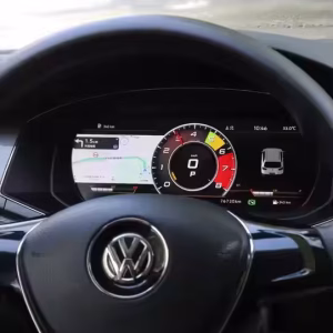 VW Passat B8 Digital Instrument Cluster 2016-2017 | OEM-Style Cockpit Upgrade 5 Installed Volkswagen Passat Digital Instrument Cluster 2016 2017 showing 12.3 inch IPS LCD dashboard in cockpit