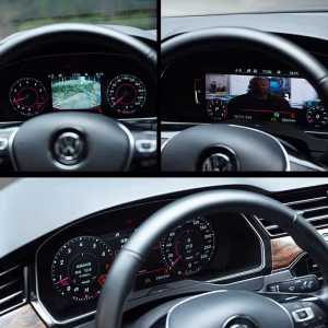 Volkswagen VW Tiguan Digital Cluster 2009-2017 for Mk1 Type 5N LCD Dash 4 Installerat Volkswagen Tiguan digitalt instrumentkluster 2009–2017 12.3 inch som visar ett fullt LCD-gränssnitt