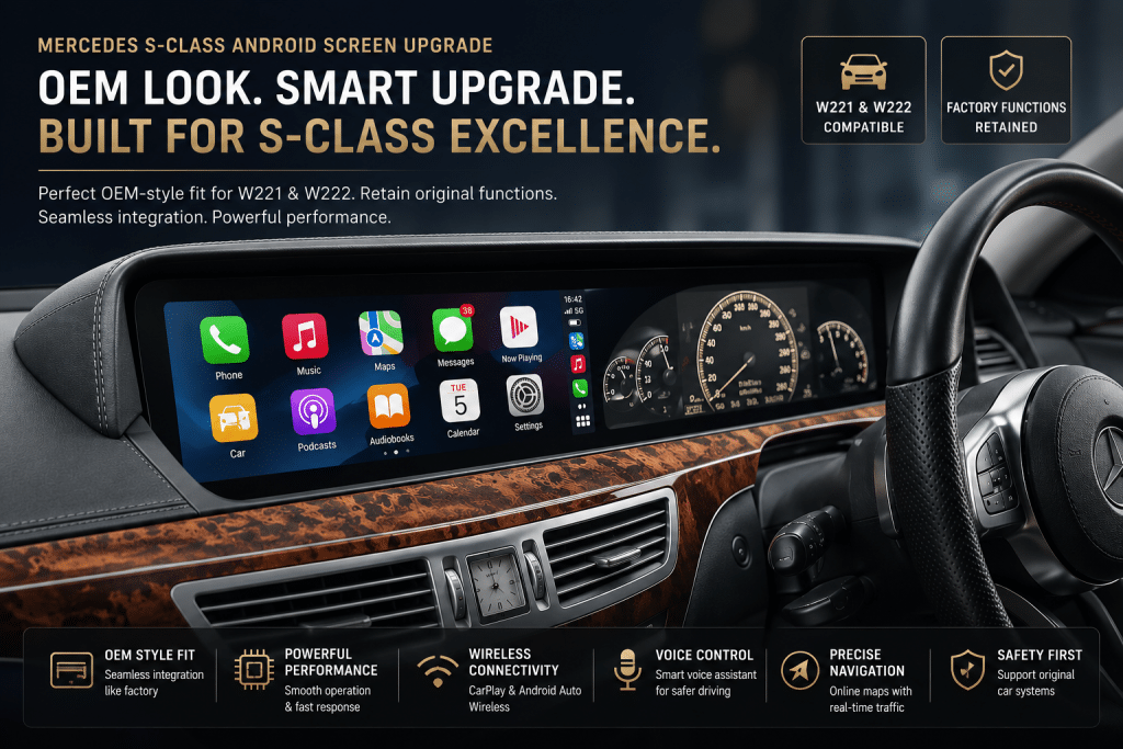 Mercedes S-klass Android-huvudenhet för W221 och W222: Passform i OEM-stil och bibehållen fabriksfunktion