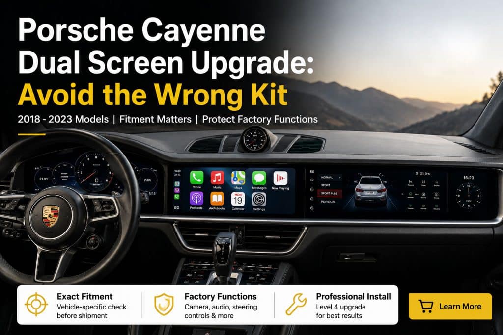 Porsche Cayenne 2018–2023: uppgradering till dubbla skärmar, installerad i kupén