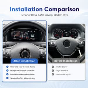 VW Golf Mk7 virtual cockpit jämförelse som visar smartare data, säkrare körning, modern stil