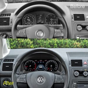 vw touran digitalt instrumentkluster före efter uppgradering